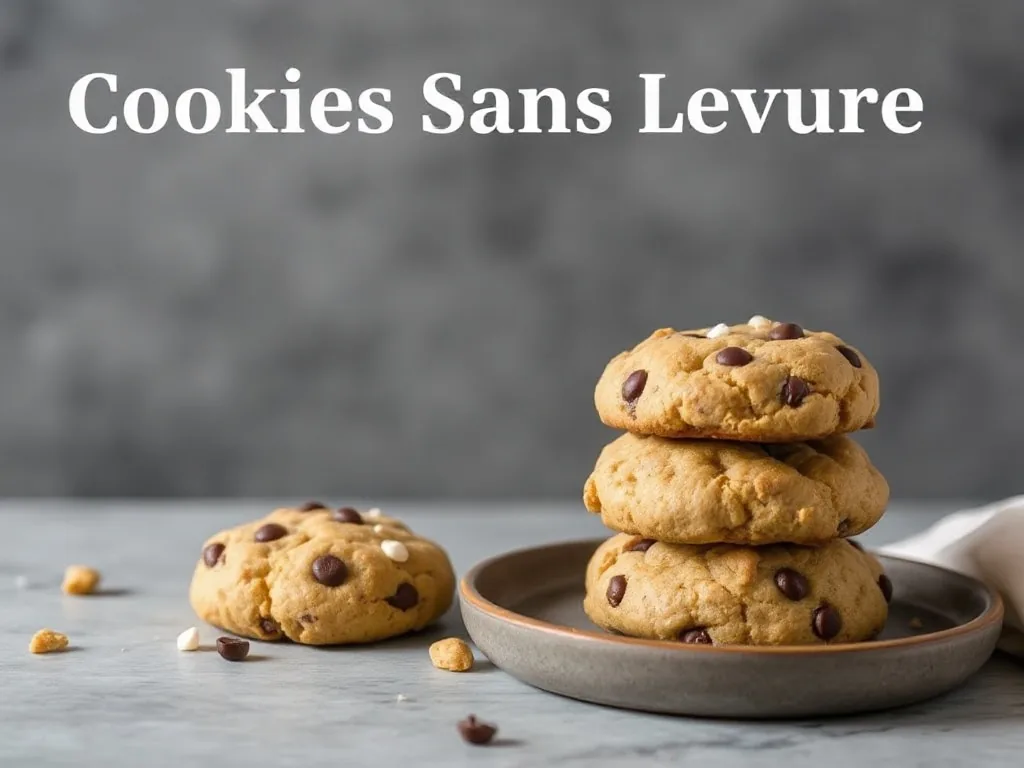 Plaque de cookies aux pépites de chocolat légèrement dorés, posés sur du papier cuisson, un verre de lait en arrière-plan.