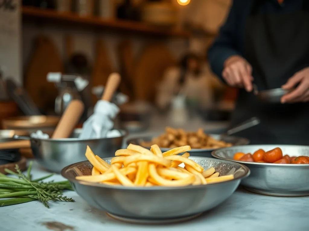 Cuisine claire avec plan de travail en bois, bocaux en verre, plantes aromatiques et électroménager encastré