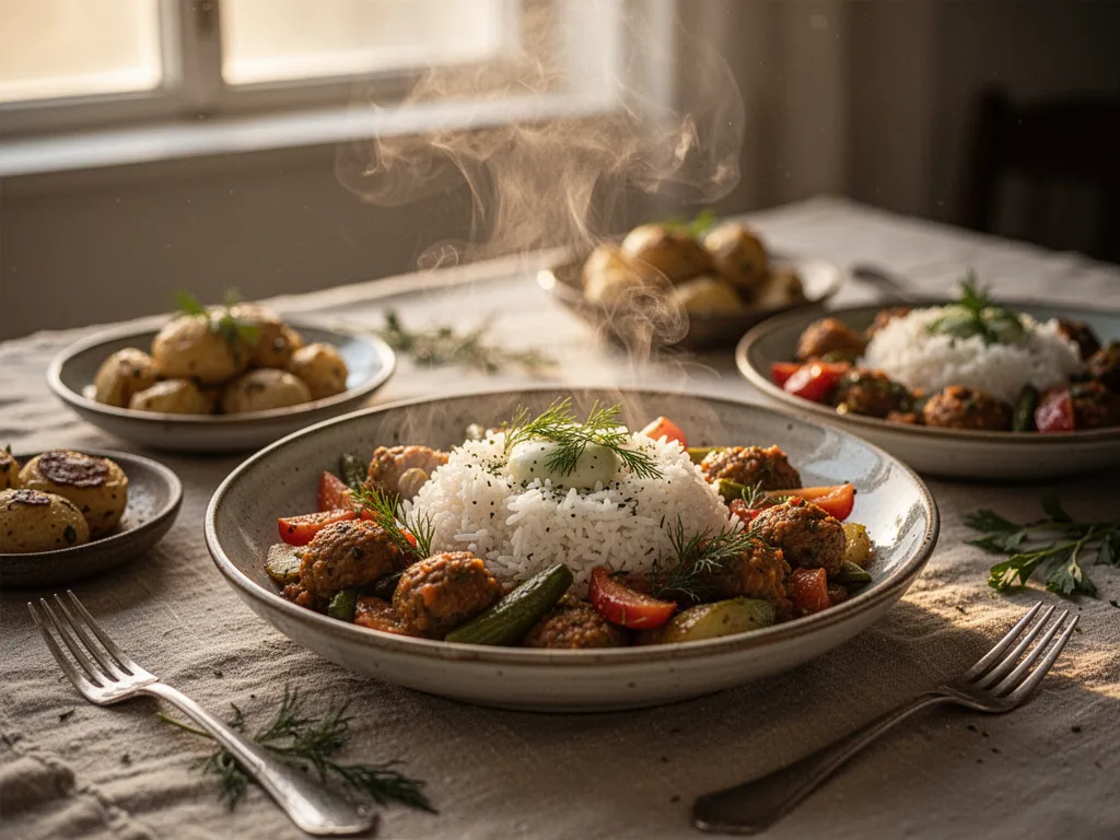 Table dressée pour le Shabbat avec challah tressée, bougies et plats traditionnels